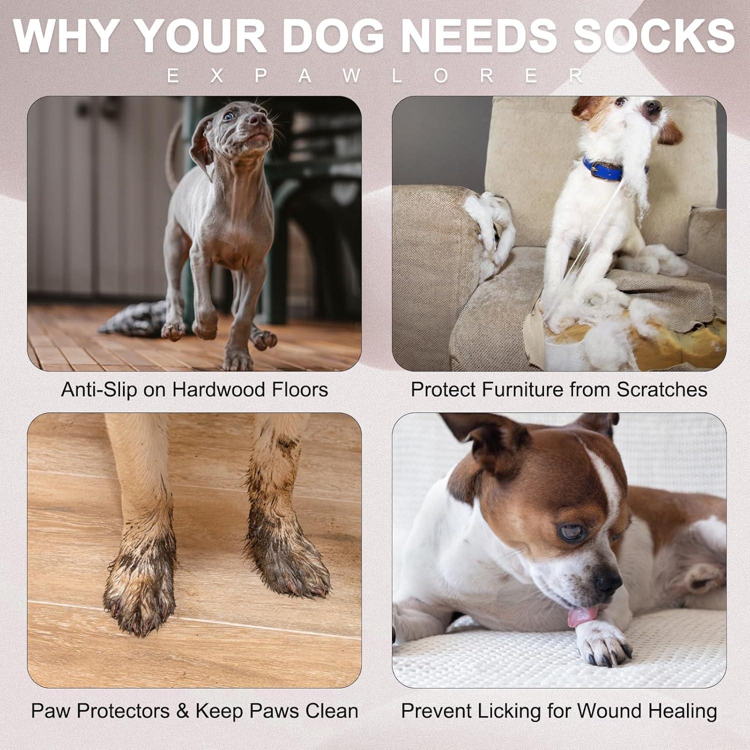 Calcetines Antideslizantes para Perros EXPAWLORER Mediano Marrón