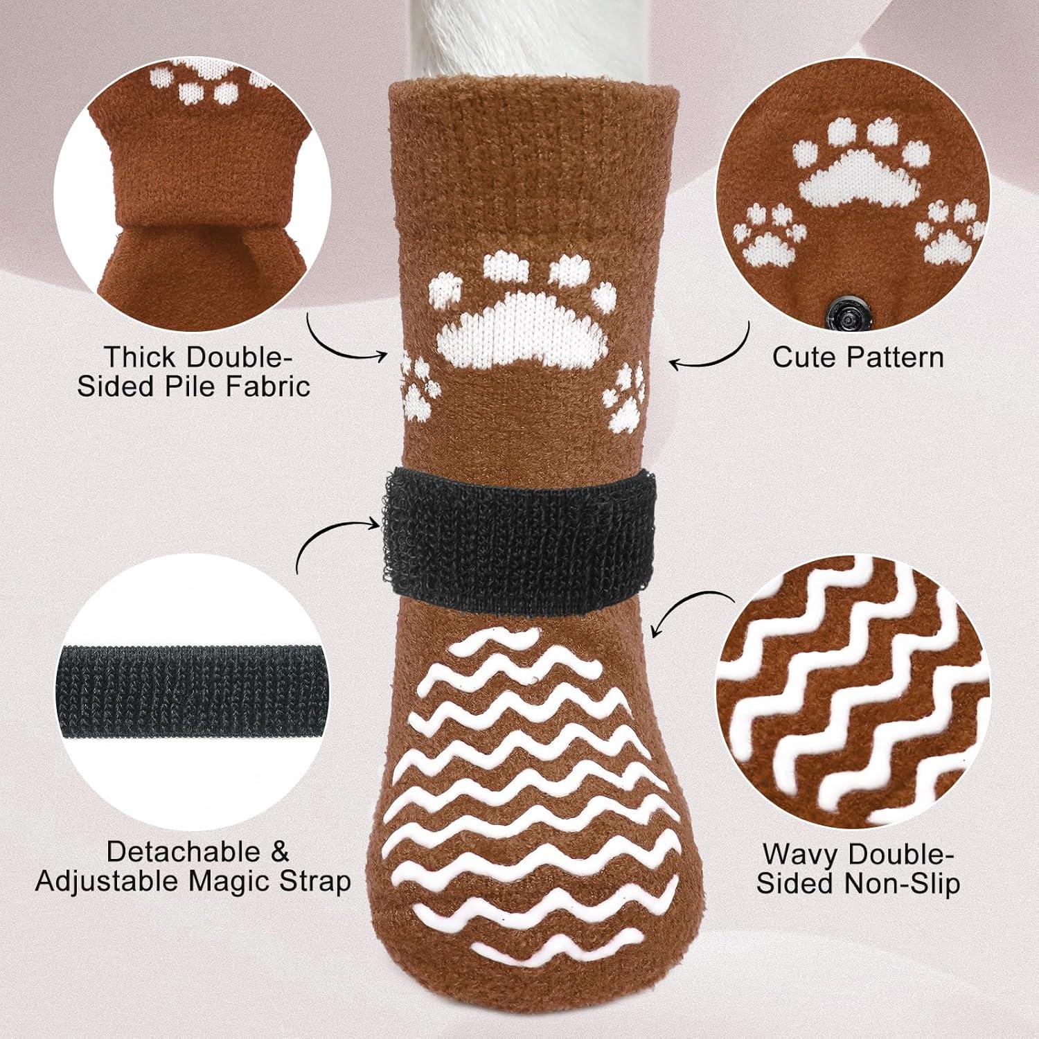 Calcetines Antideslizantes para Perros EXPAWLORER Mediano Marrón