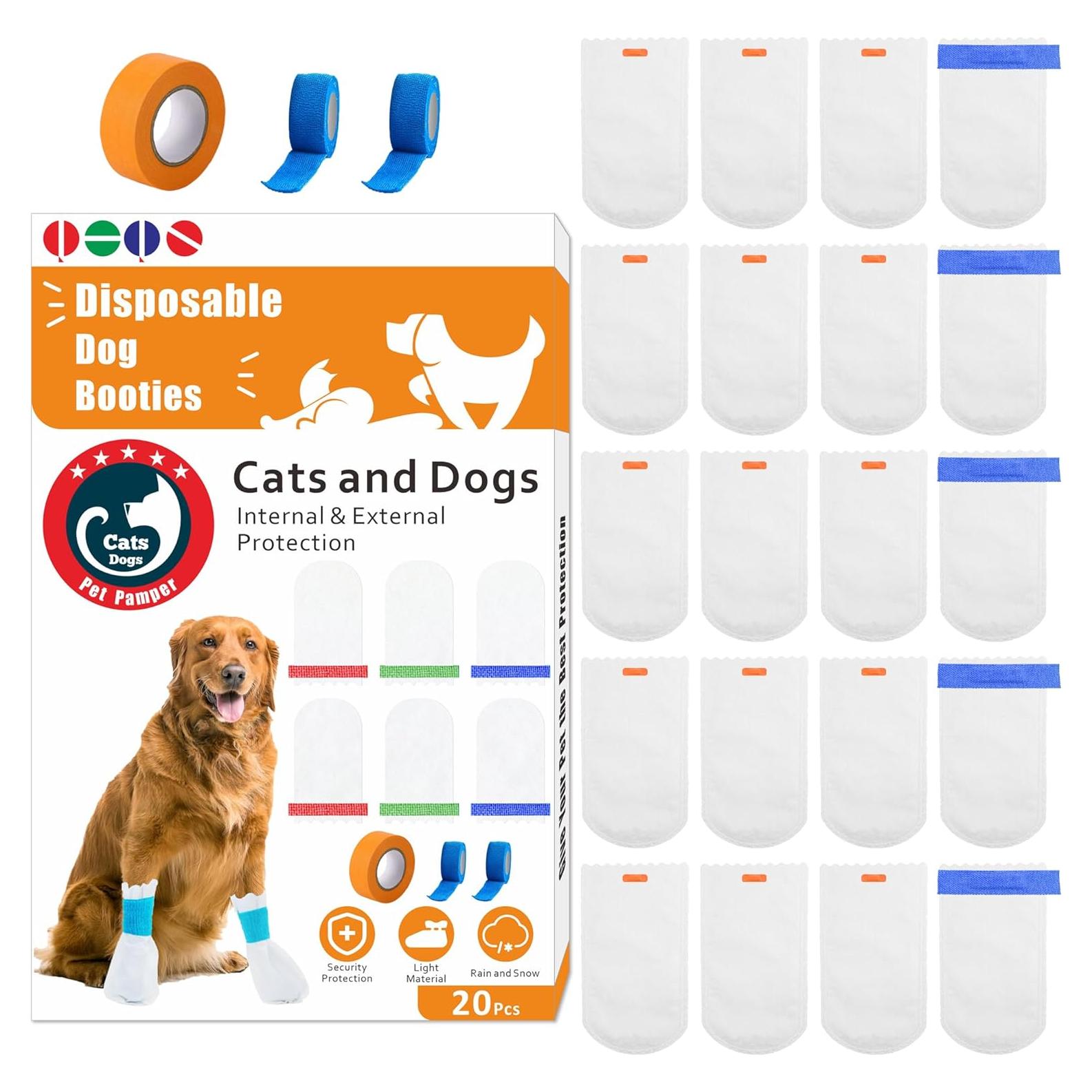 20 Botas Desechables para Perros Leoezx M - Impermeables