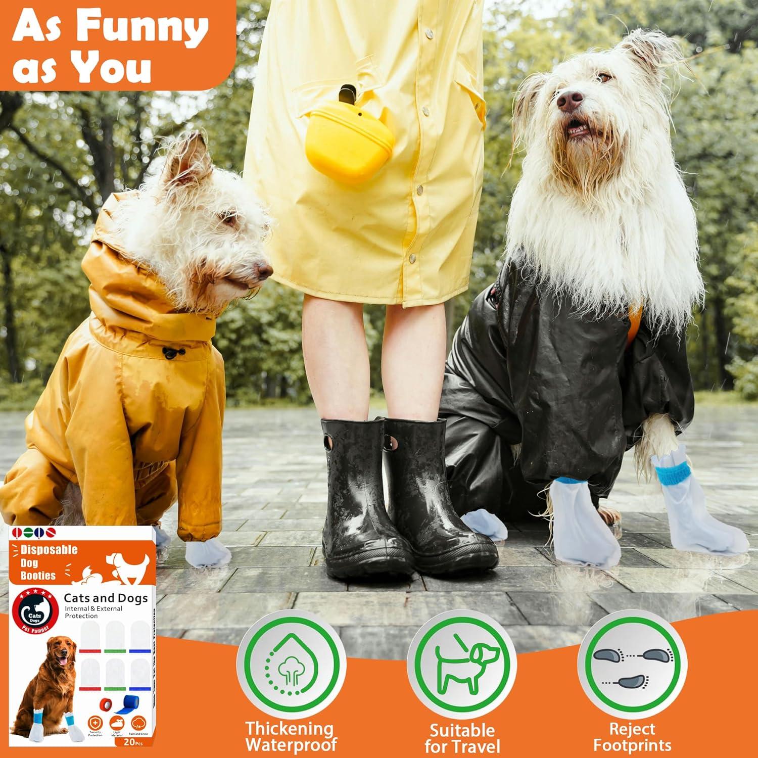 20 Botas Desechables para Perros Leoezx M - Impermeables