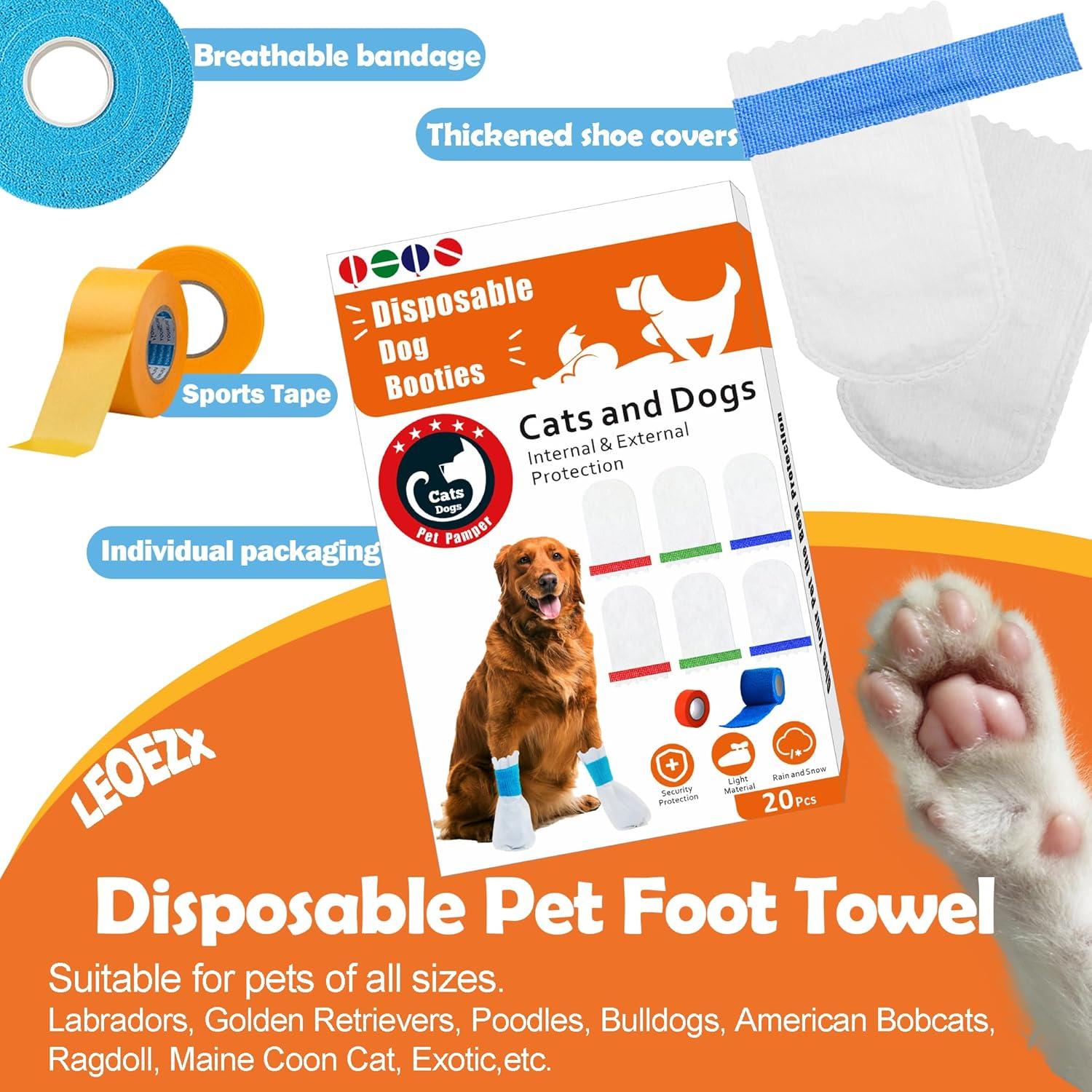 20 Botas Desechables para Perros Leoezx M - Impermeables