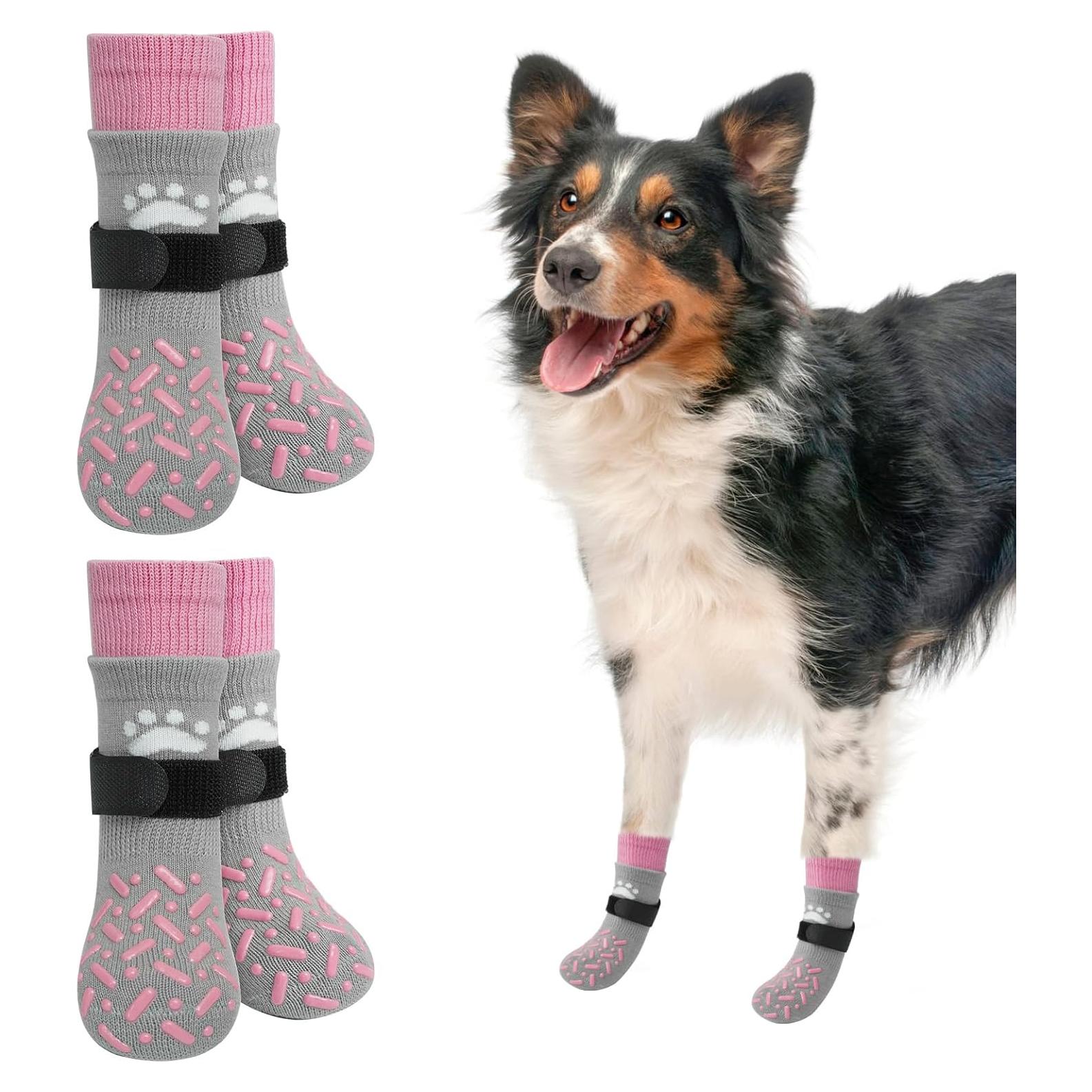 Calcetines Antideslizantes para Perros SCENEREAL Talla M Rosa