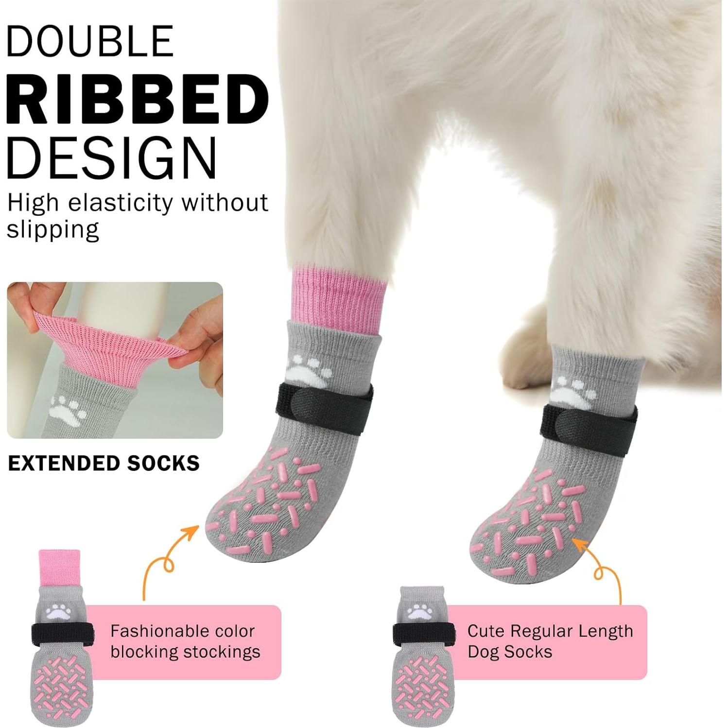 Calcetines Antideslizantes para Perros SCENEREAL Talla M Rosa