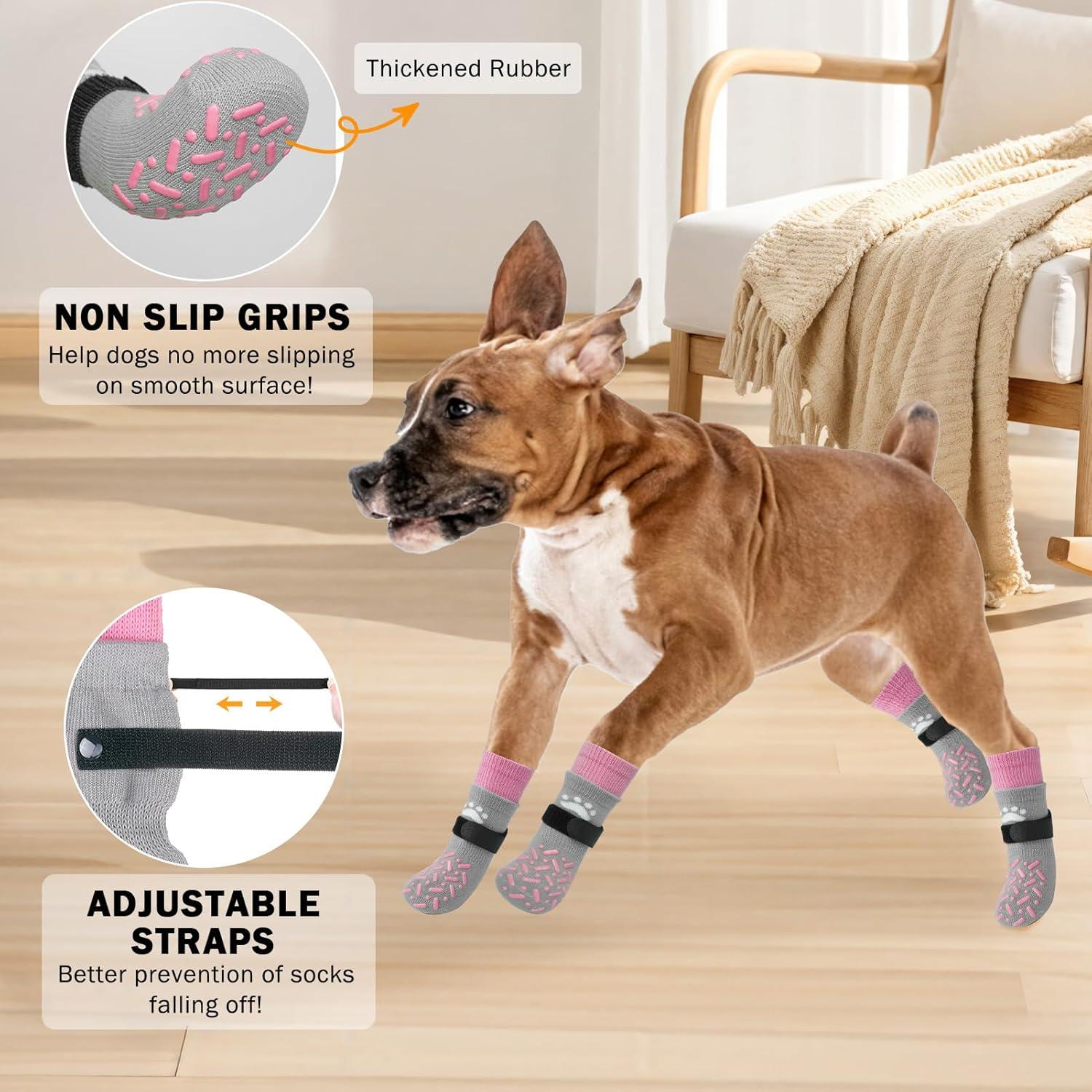 Calcetines Antideslizantes para Perros SCENEREAL Talla M Rosa