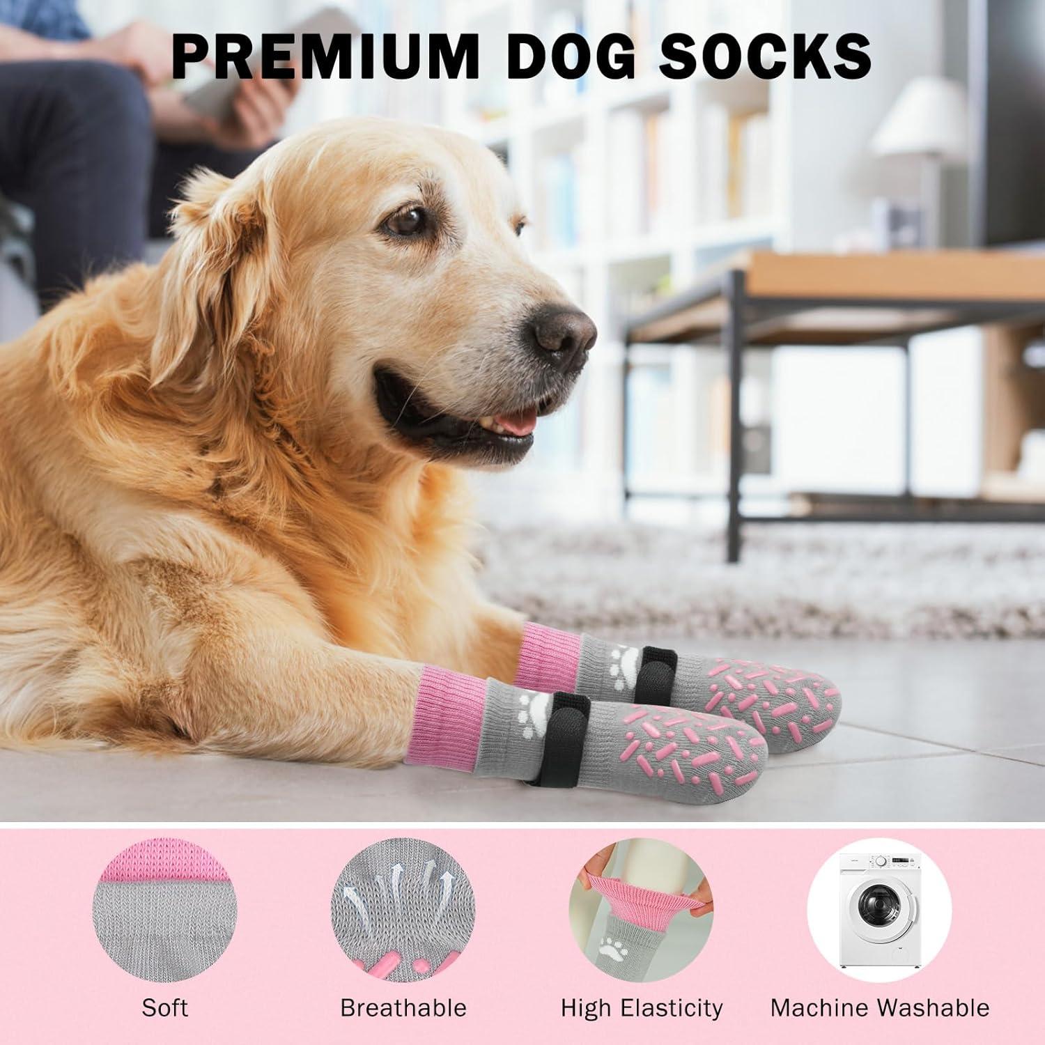Calcetines Antideslizantes para Perros SCENEREAL Talla M Rosa
