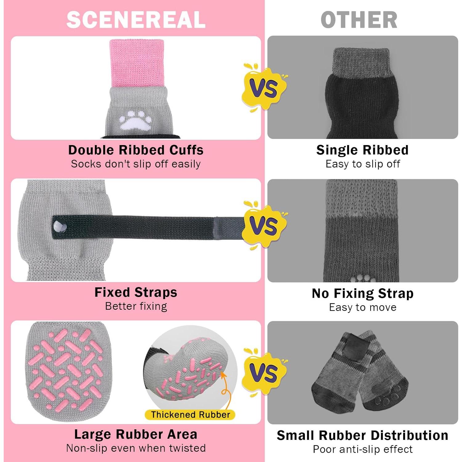 Calcetines Antideslizantes para Perros SCENEREAL Talla M Rosa