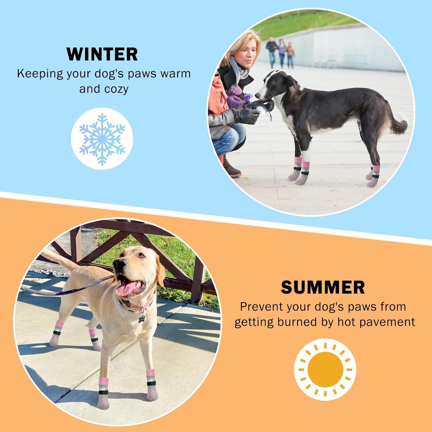 Calcetines Antideslizantes para Perros SCENEREAL Talla M Rosa