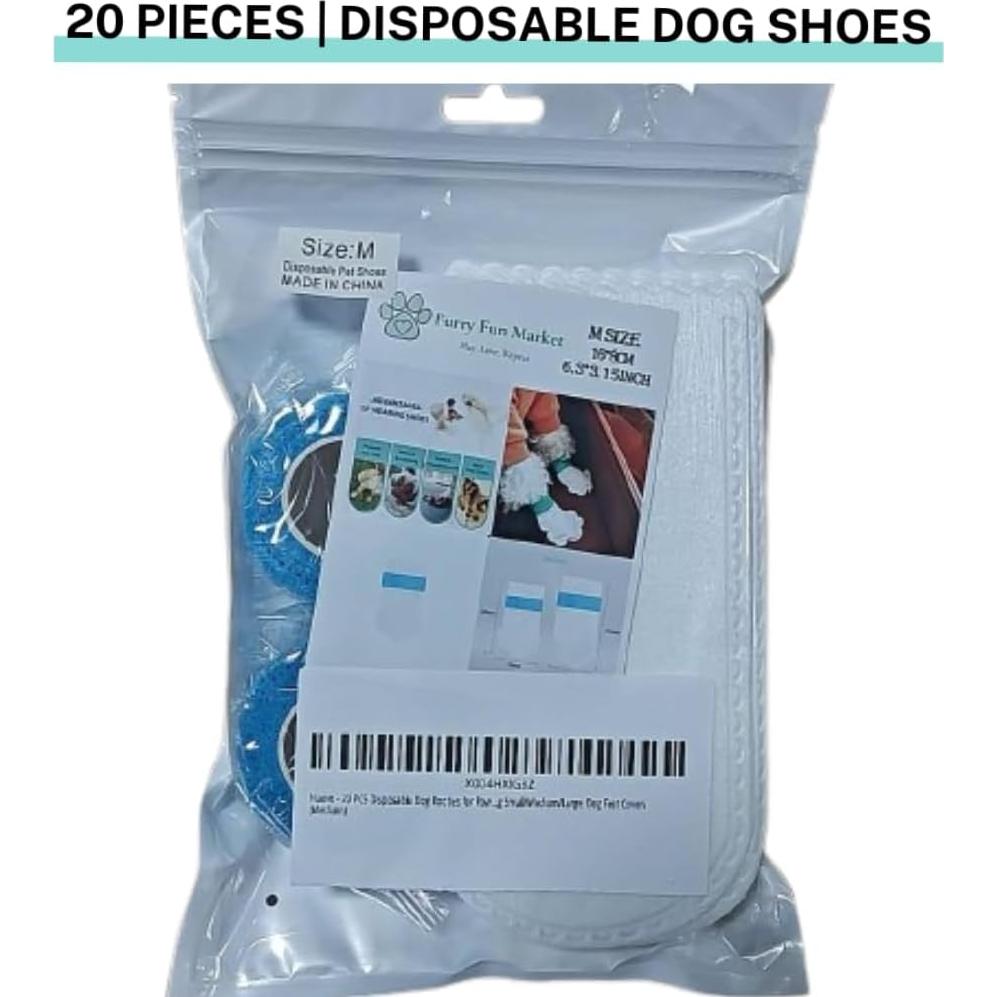 Botas Desechables para Perros Furry Fun, 20 PCS, Mediano