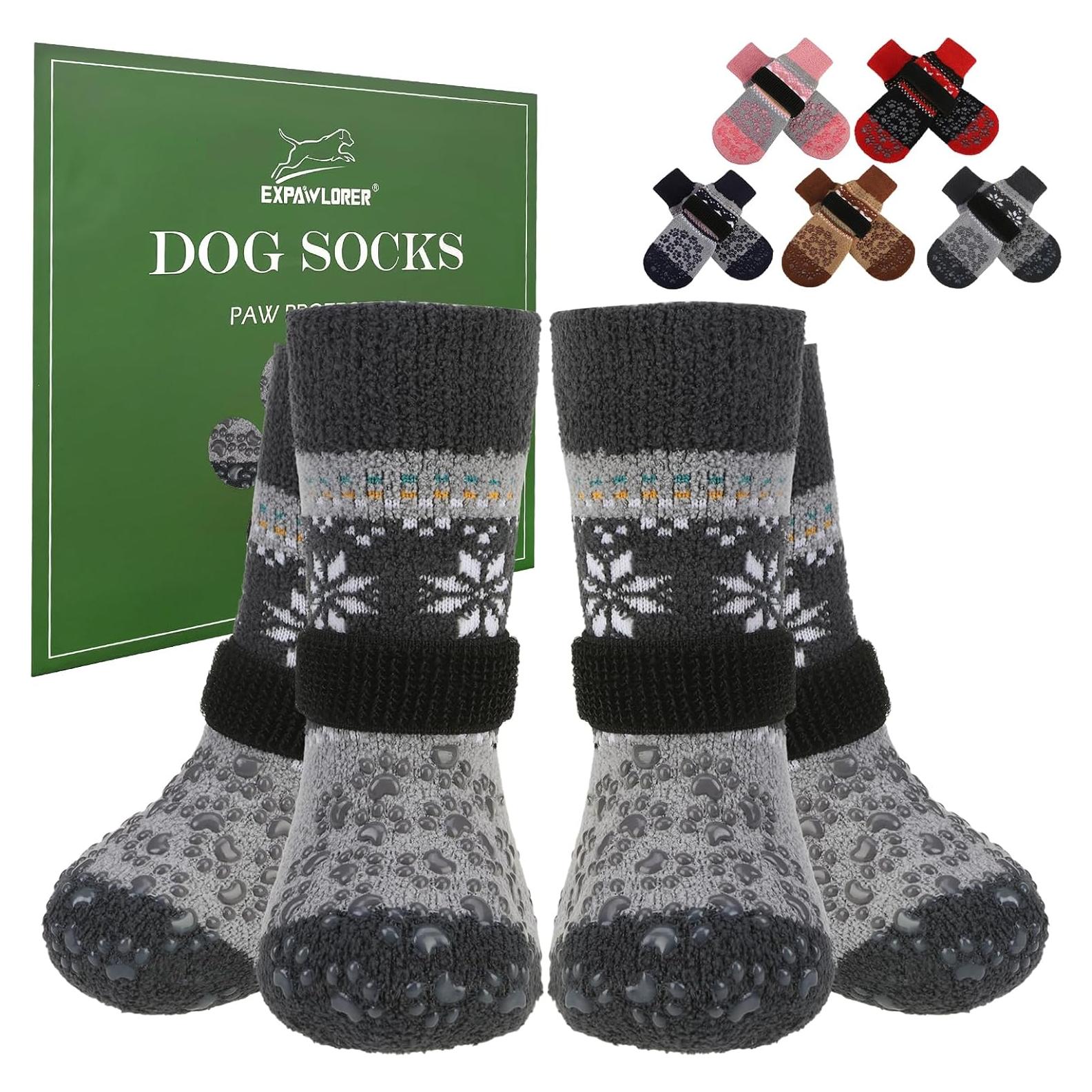 Calcetines Antideslizantes para Perros EXPAWLORER Gris M