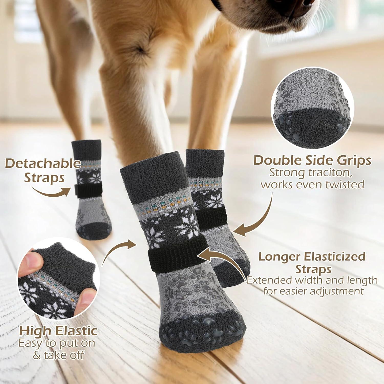 Calcetines Antideslizantes para Perros EXPAWLORER Gris M