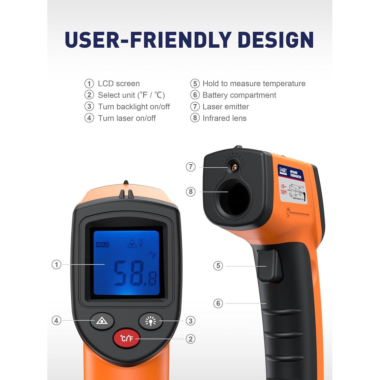 Pistola Termómetro Infrarrojo SMART JERRY - Digital Sin Contacto -50°C a 420°C