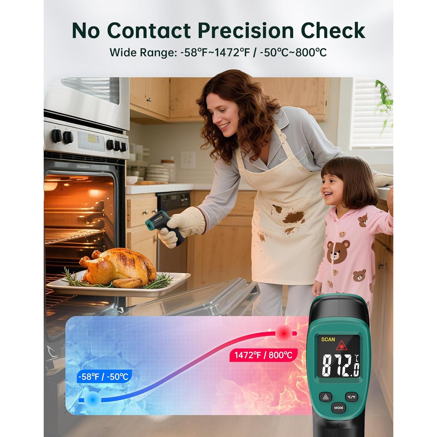 Pistola Termómetro Infrarrojo ERICKHILL ROOKMAX -50°C a 800°C