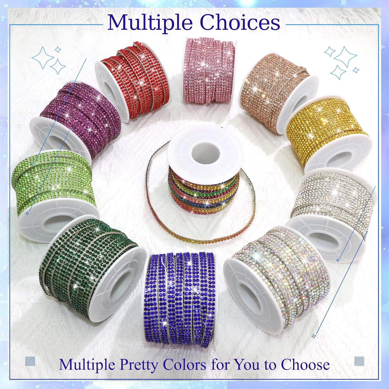 Cinta de Rhinestone Dorado Brillante ROYTOER 10 Yardas 0.4 cm