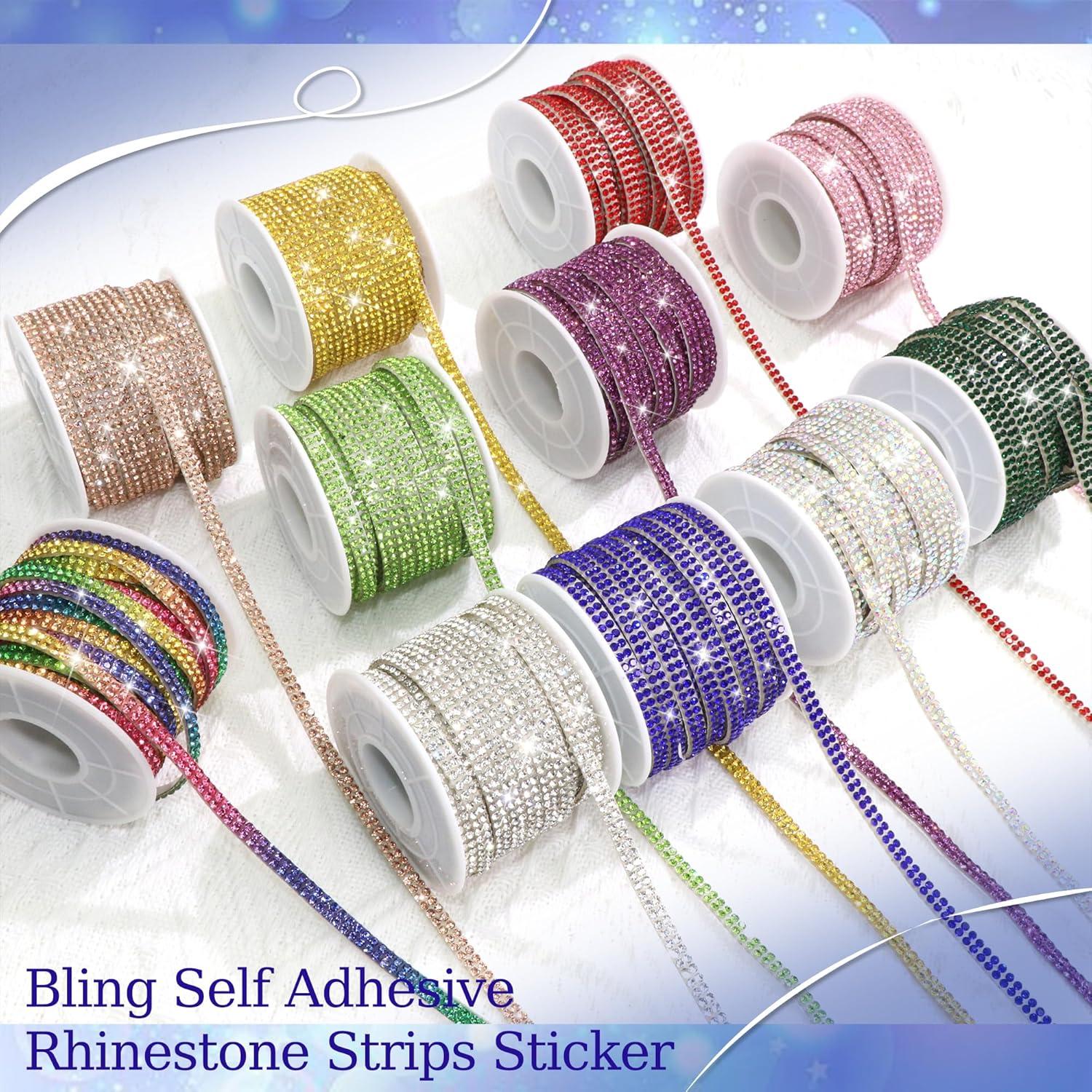 Cinta de Rhinestone Dorado Brillante ROYTOER 10 Yardas 0.4 cm