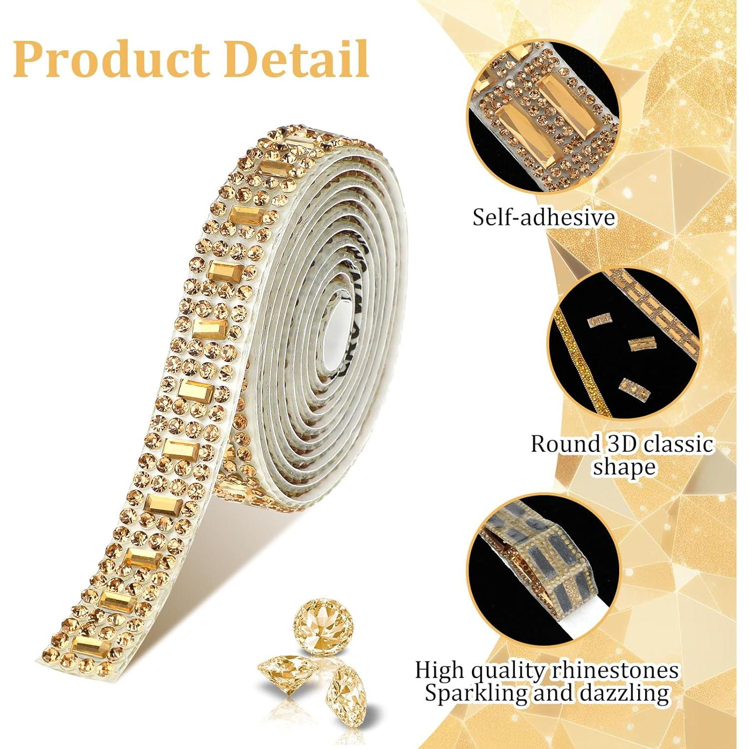 Cinta de Strass Autoadhesiva Telooco - 5 Rollos 1 Yarda Marrón