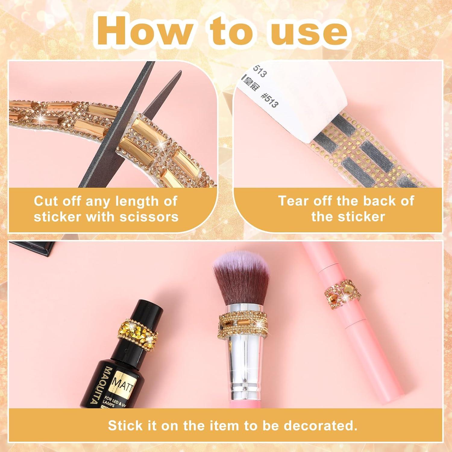 Cinta de Strass Autoadhesiva Telooco - 5 Rollos 1 Yarda Marrón