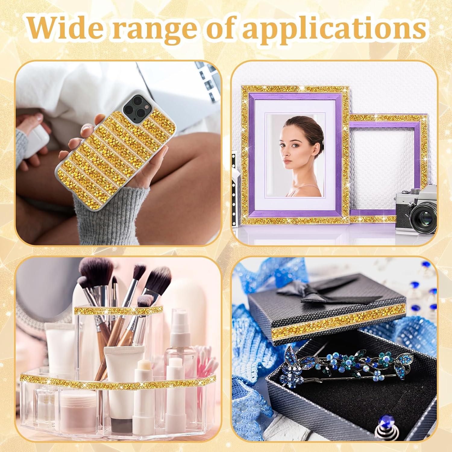 Cinta de Strass Autoadhesiva Telooco - 5 Rollos 1 Yarda Marrón