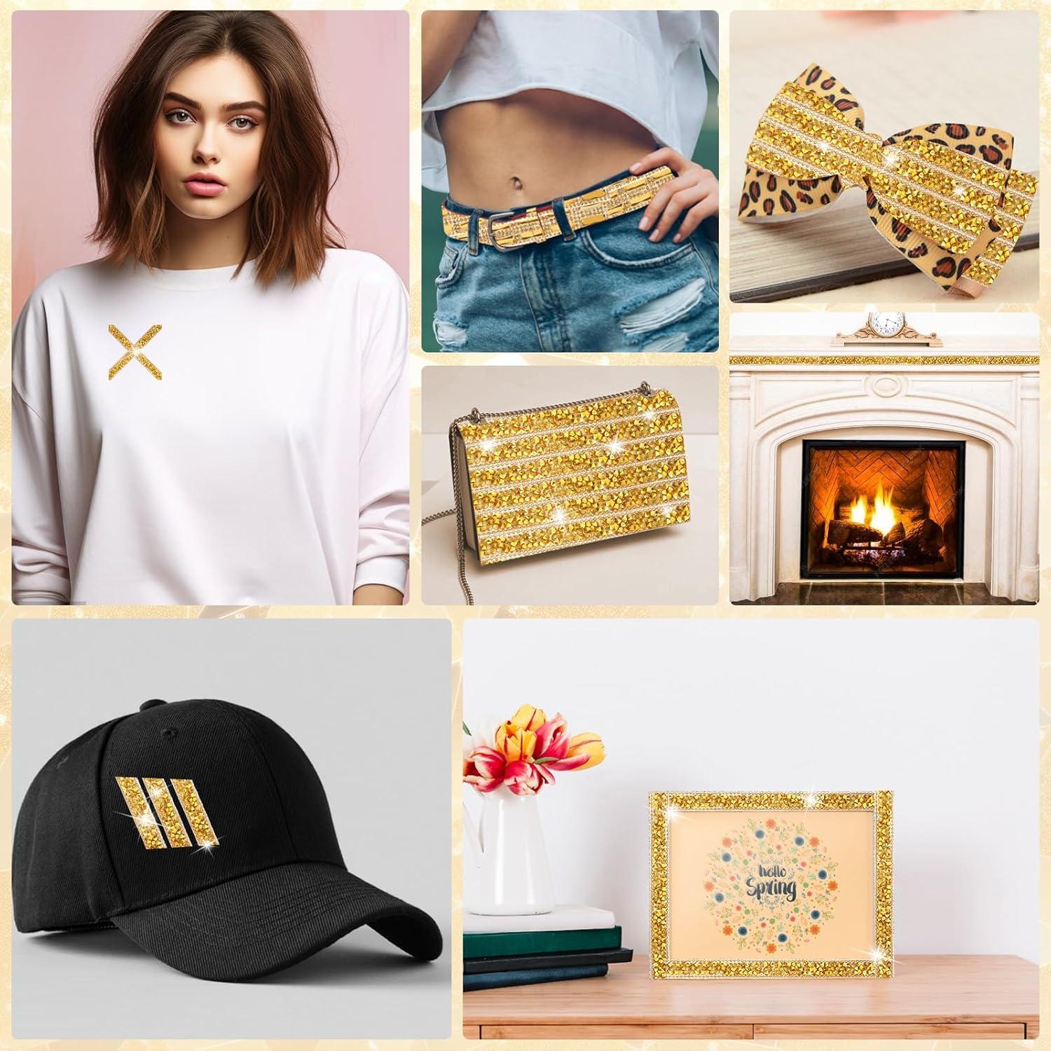 Cinta de Strass Autoadhesiva Telooco - 5 Rollos 1 Yarda Marrón