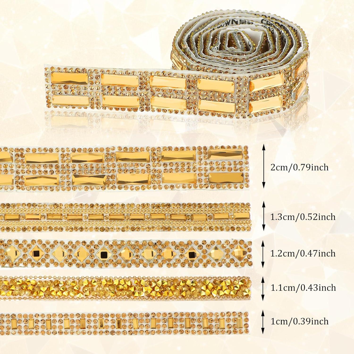 Cinta de Strass Autoadhesiva Telooco - 5 Rollos 1 Yarda Marrón