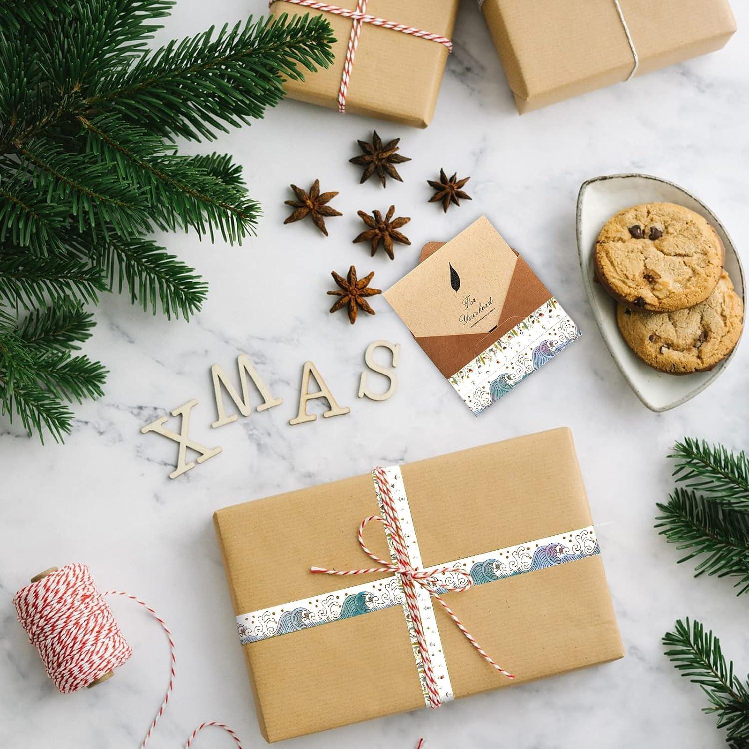 Cinta Washi Decorativa SHANGRLA 2 Rollos Floral y Olas 15mm x 10m