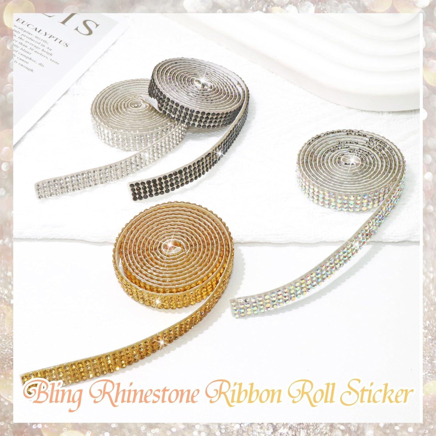 Cinta de Rincón FULZTEY 4 Rollos 0.9 cm Piedras Preciosas 2 mm