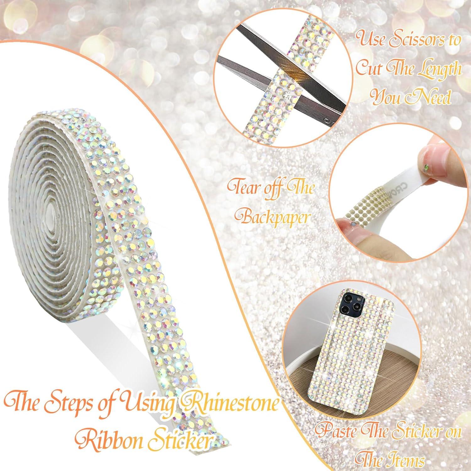 Cinta de Rincón FULZTEY 4 Rollos 0.9 cm Piedras Preciosas 2 mm