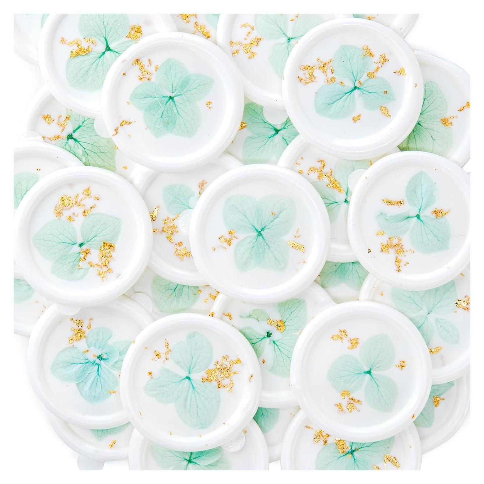Etiquetas de Sello de Cera Nuvretk 20 Pcs Blancas con Flores