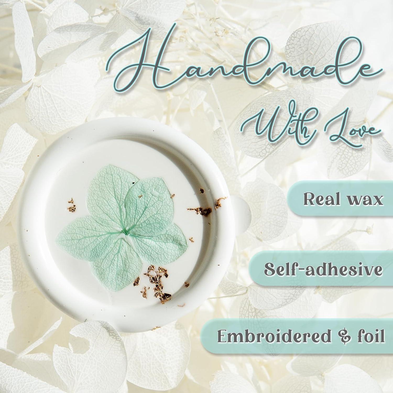 Etiquetas de Sello de Cera Nuvretk 20 Pcs Blancas con Flores