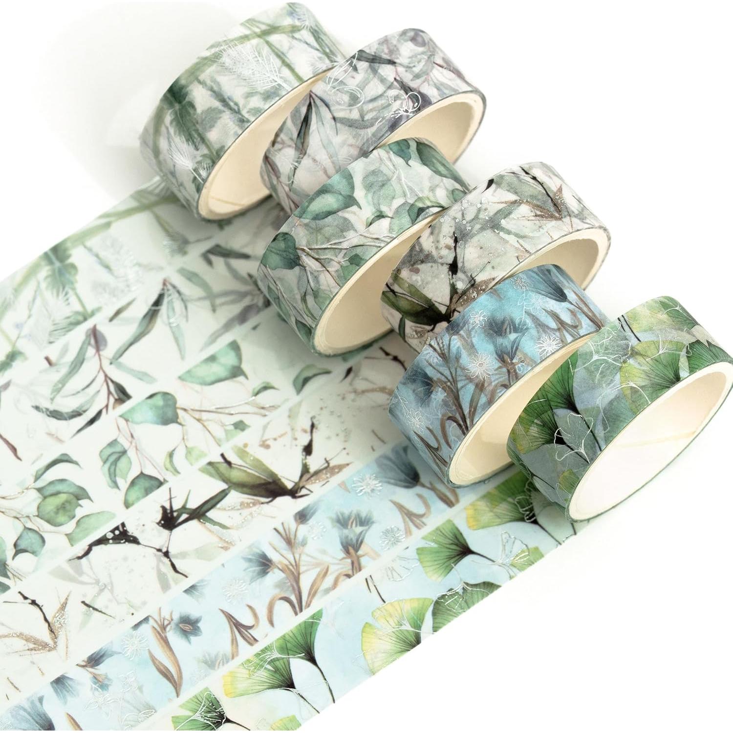 Conjunto de 6 Rollos de Cinta Washi Floral Yubbaex 15mm