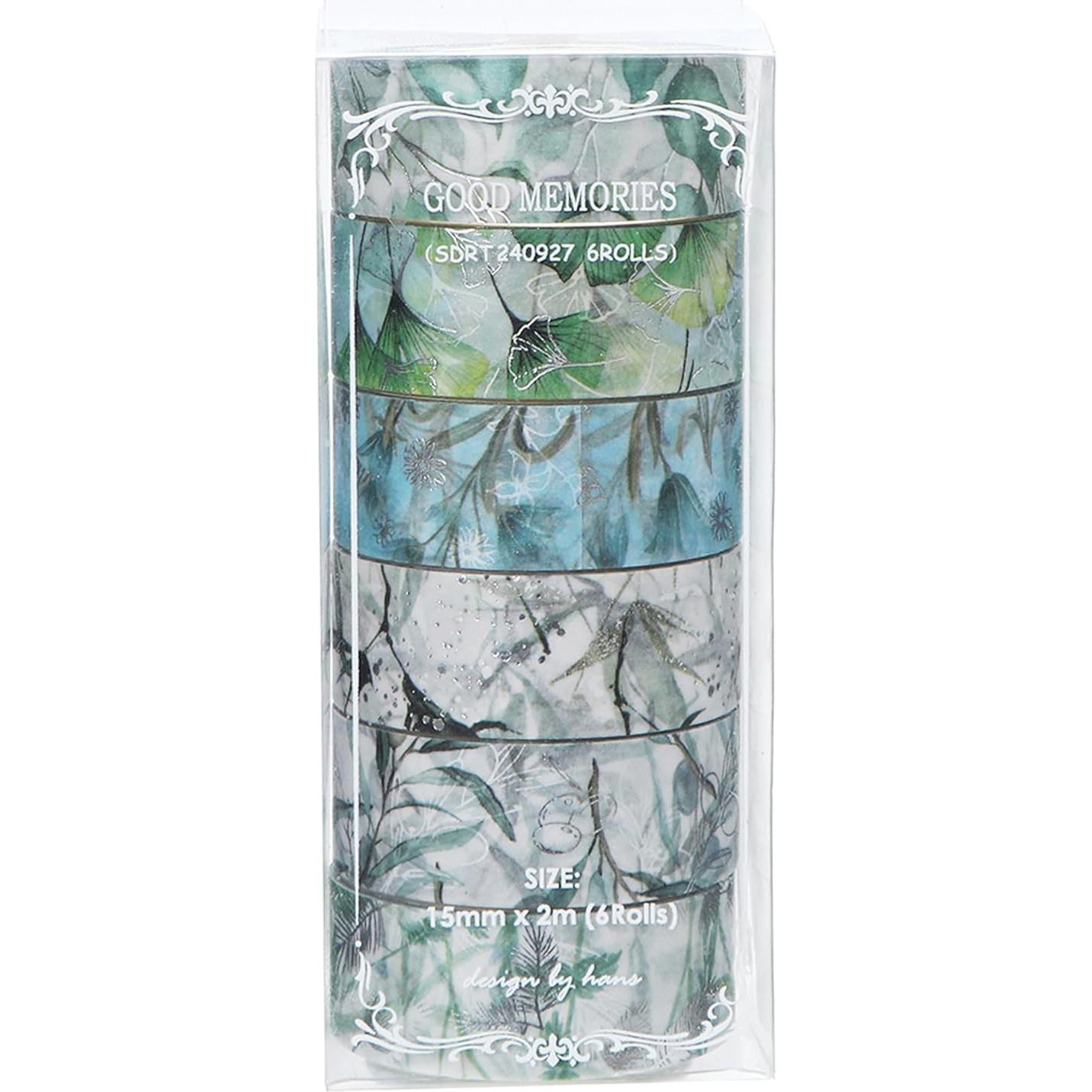 Conjunto de 6 Rollos de Cinta Washi Floral Yubbaex 15mm