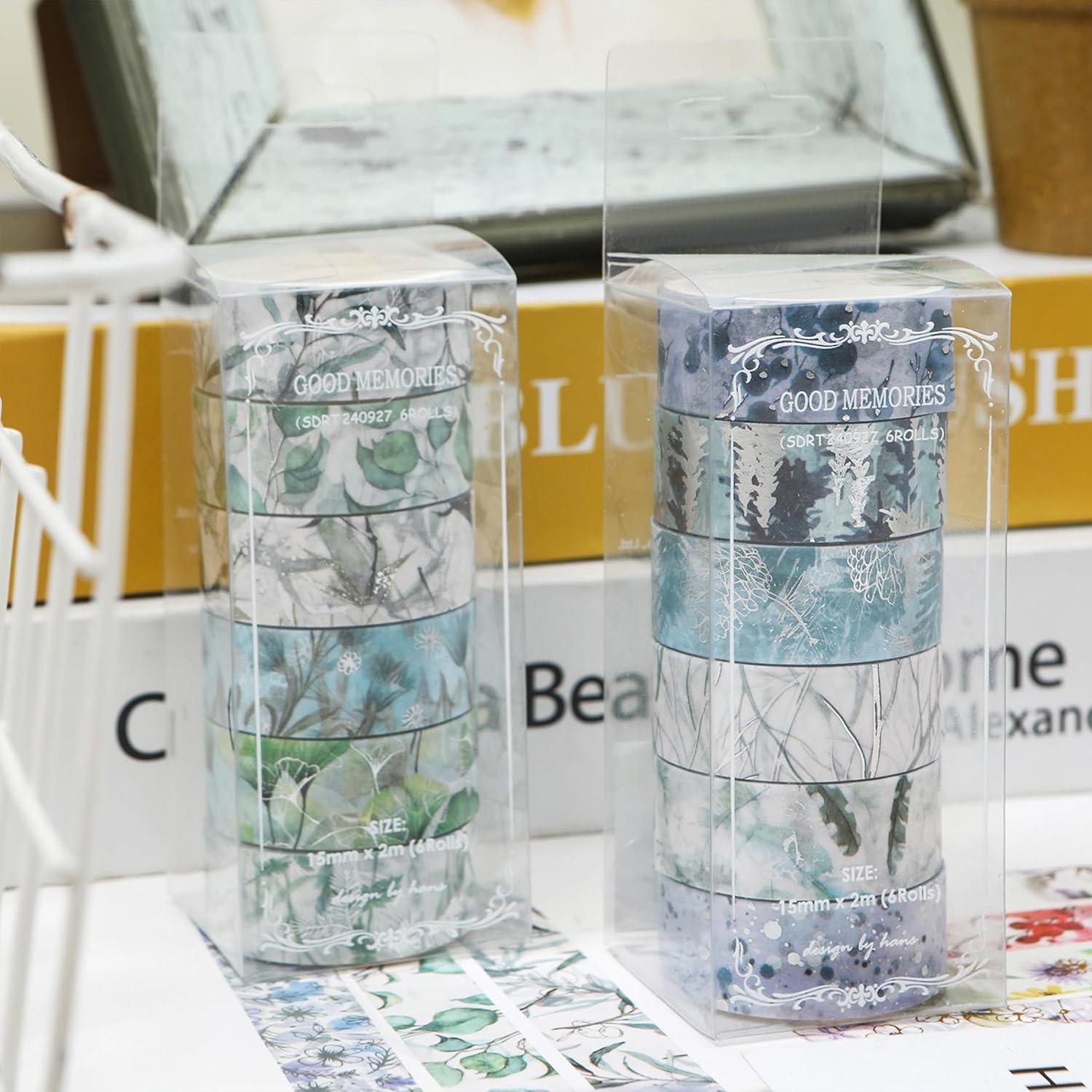 Conjunto de 6 Rollos de Cinta Washi Floral Yubbaex 15mm