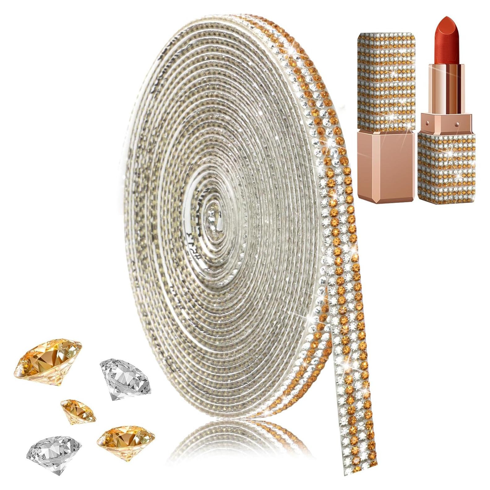 Cinta de Strass Brillante FULZTEY 4 Filas 3.66m Dorado