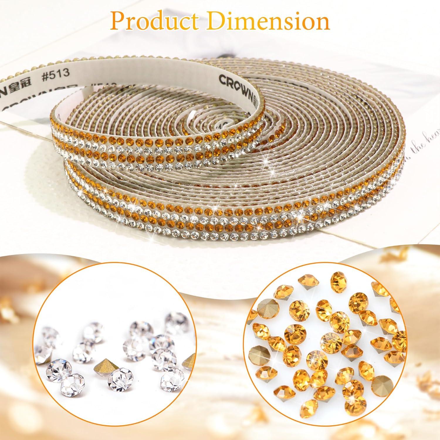 Cinta de Strass Brillante FULZTEY 4 Filas 3.66m Dorado