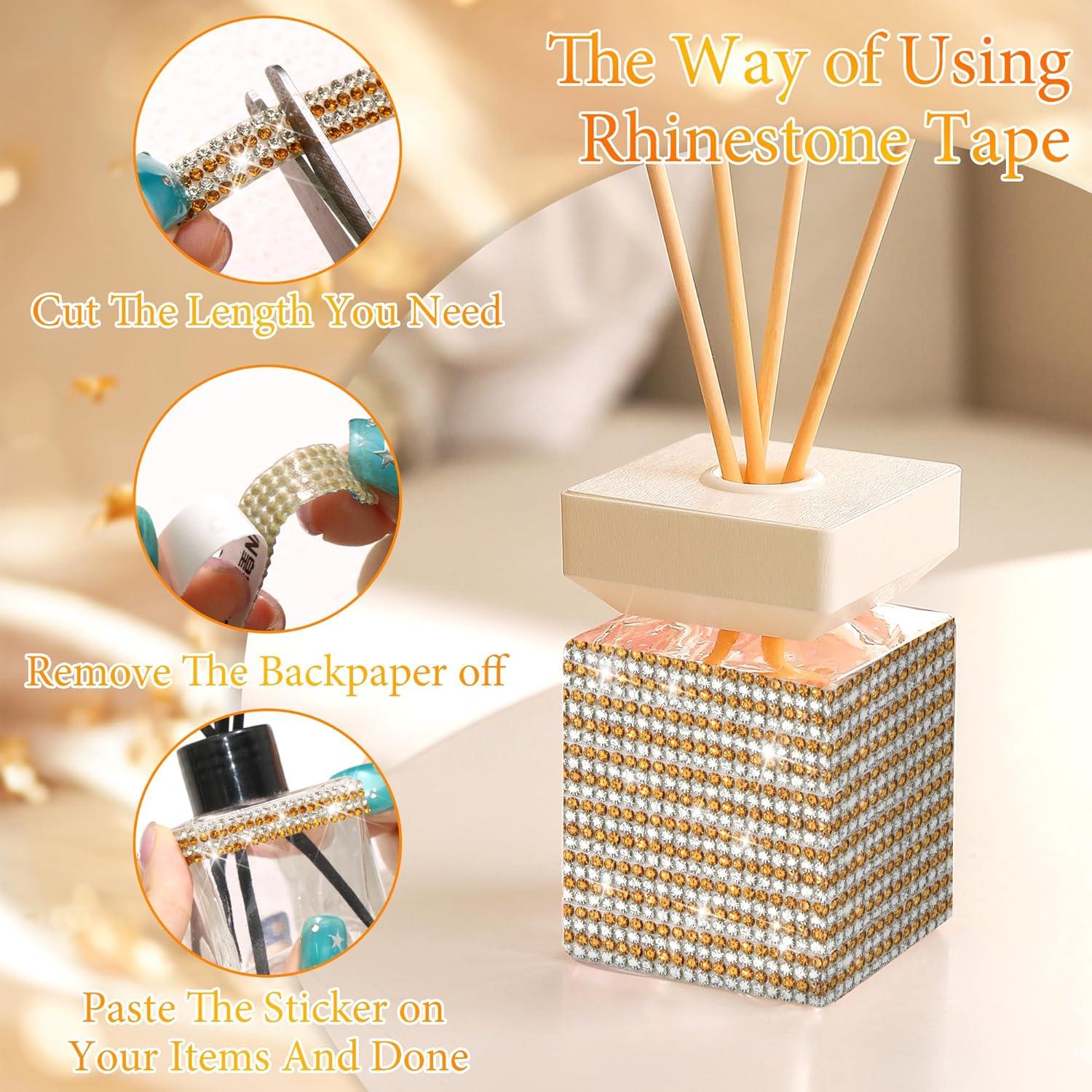 Cinta de Strass Brillante FULZTEY 4 Filas 3.66m Dorado