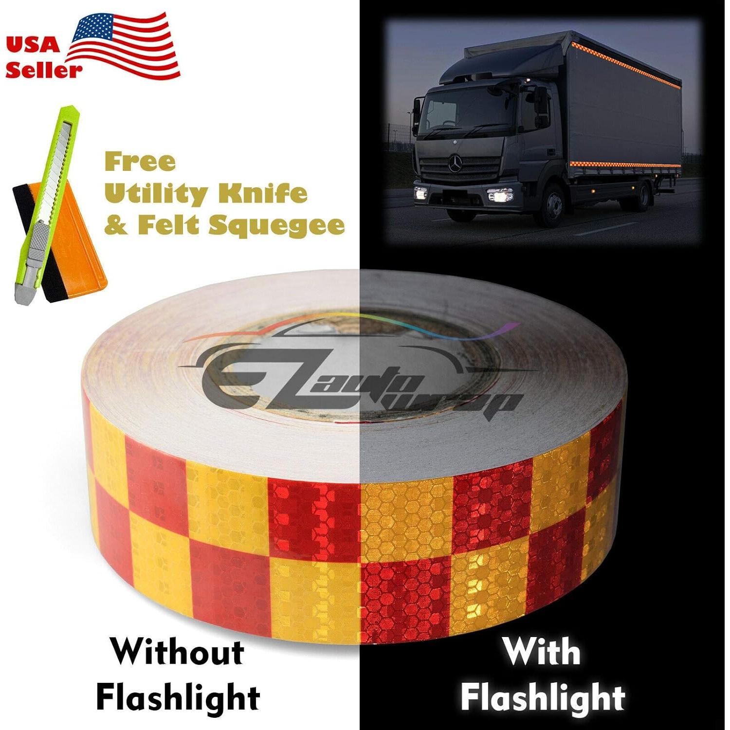 Cinta Reflectante EZAUTOWRAP 5.08 cm x 36.58 m Cuadrícula Roja Amarilla