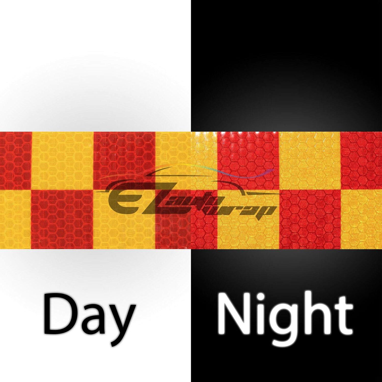 Cinta Reflectante EZAUTOWRAP 5.08 cm x 36.58 m Cuadrícula Roja Amarilla