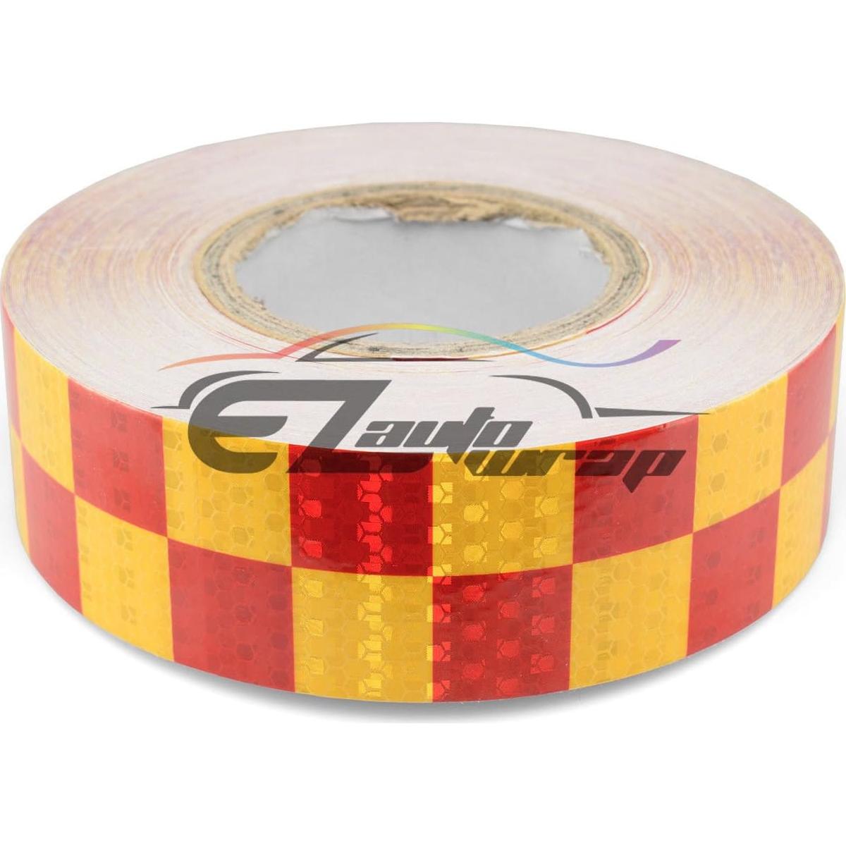 Cinta Reflectante EZAUTOWRAP 5.08 cm x 36.58 m Cuadrícula Roja Amarilla