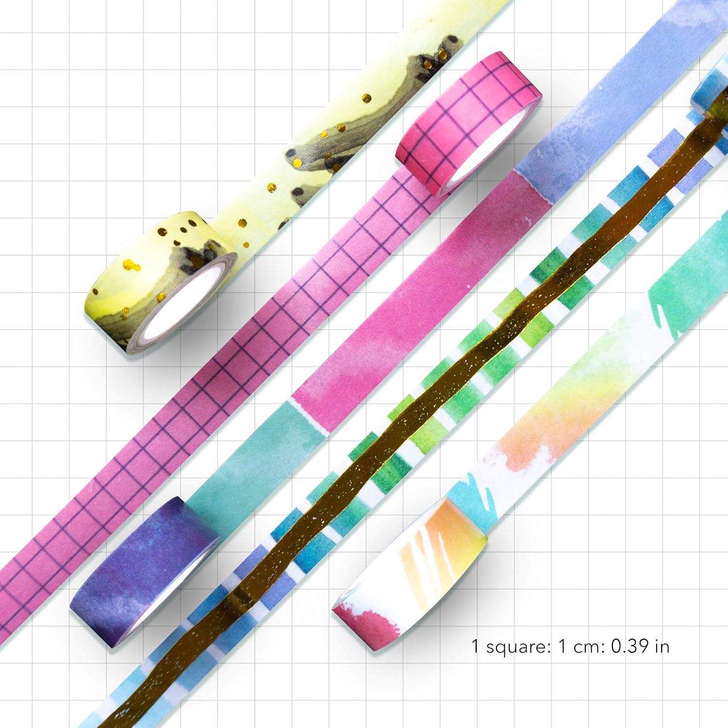 Conjunto de Cinta Washi Peonía Marina 5 Rollos 1.5 cm x 4.88 m