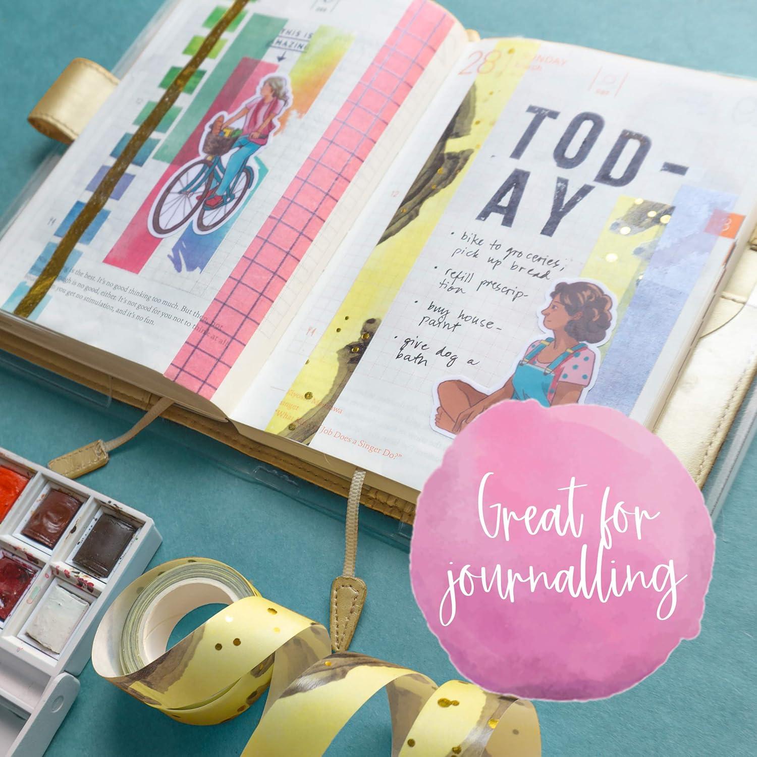 Conjunto de Cinta Washi Peonía Marina 5 Rollos 1.5 cm x 4.88 m