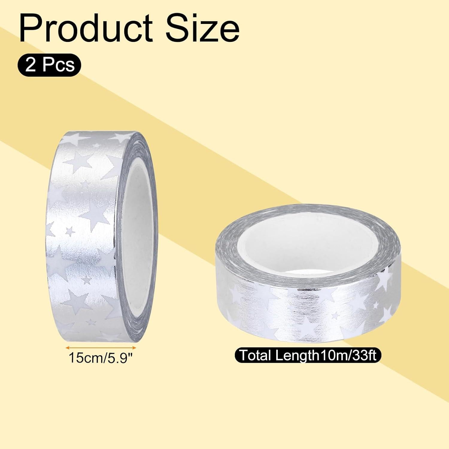 Cinta Washi Metálica Plateada MECCANIXITY 2 Pcs 15mm x 10m