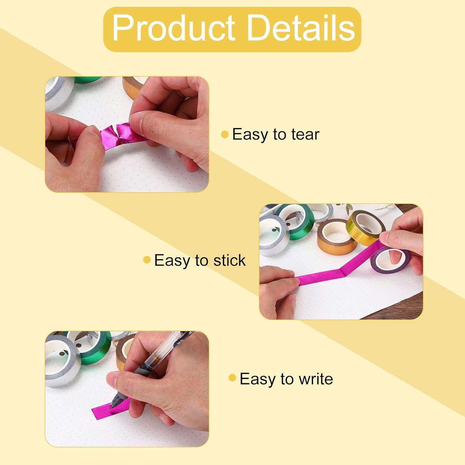 Cinta Washi Metálica Plateada MECCANIXITY 2 Pcs 15mm x 10m