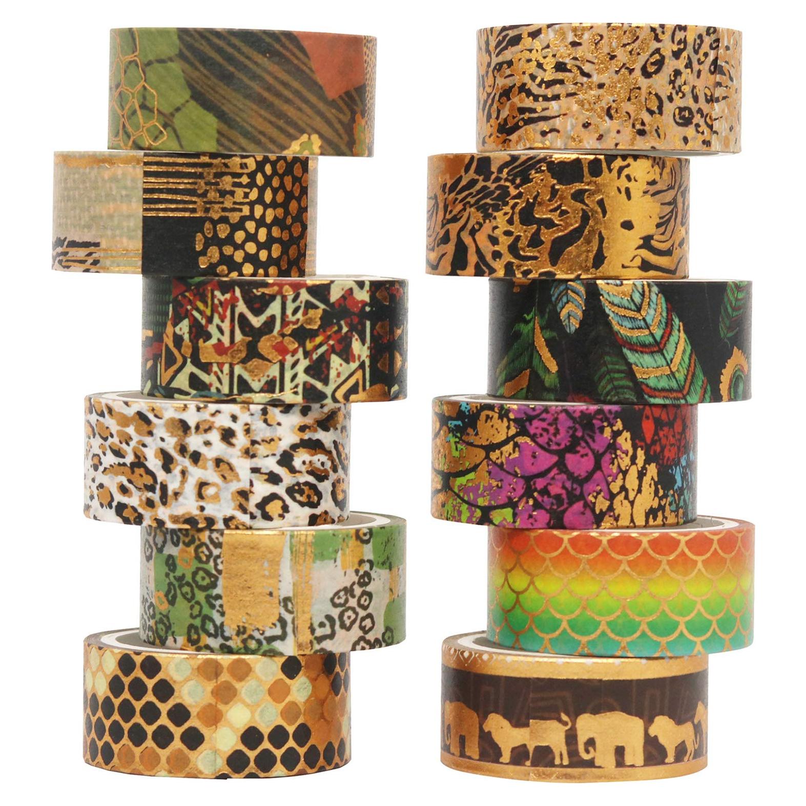 Conjunto de Cinta Washi YUBX 12 Rollos Animales Salvajes 15mm