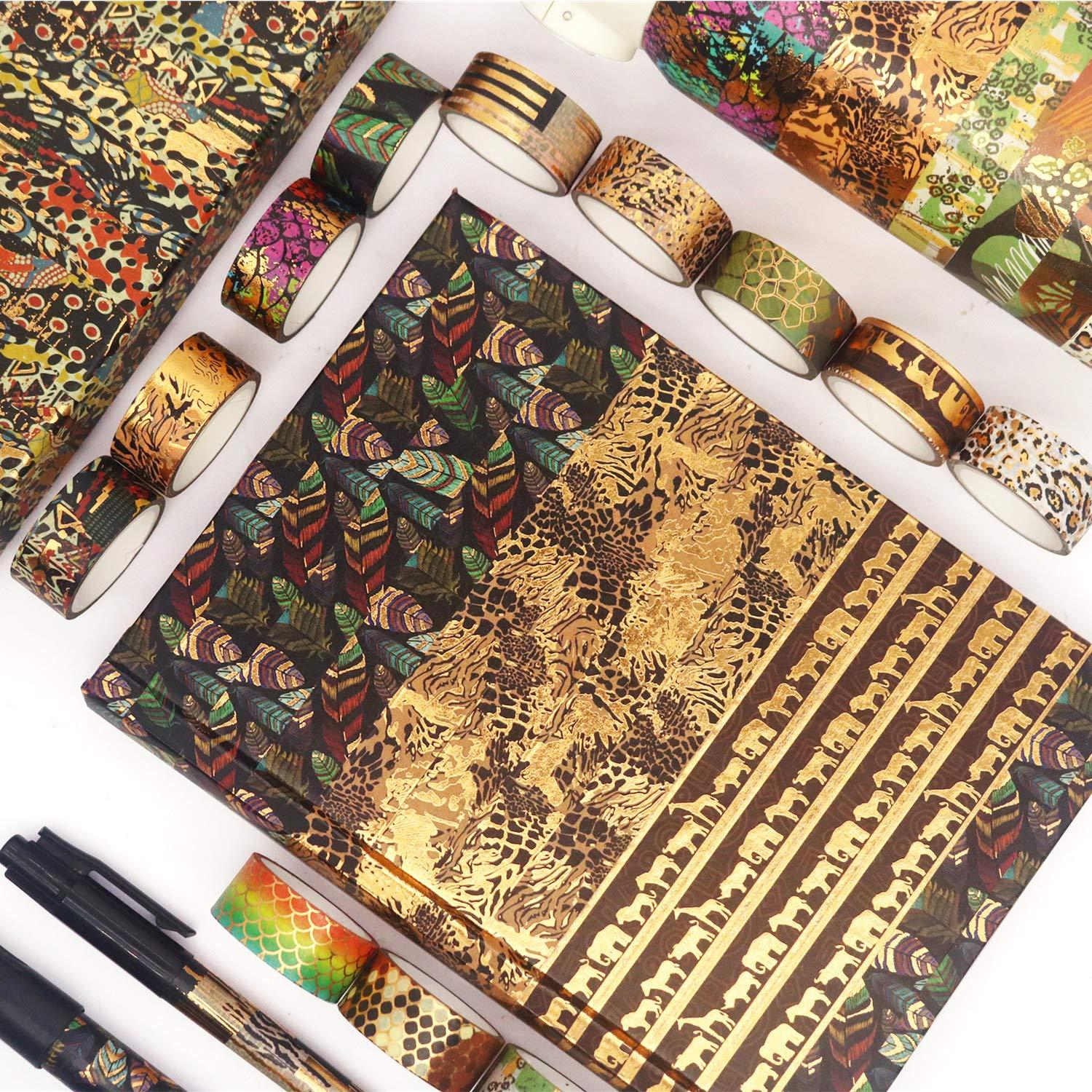 Conjunto de Cinta Washi YUBX 12 Rollos Animales Salvajes 15mm