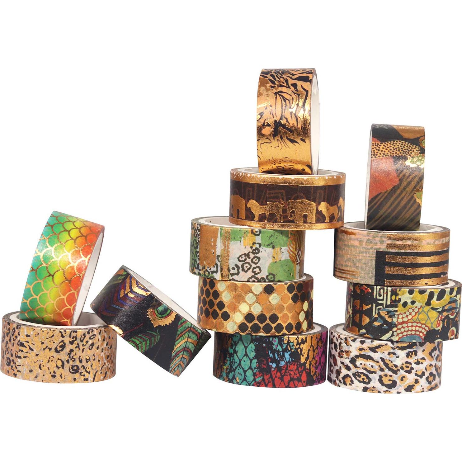 Conjunto de Cinta Washi YUBX 12 Rollos Animales Salvajes 15mm