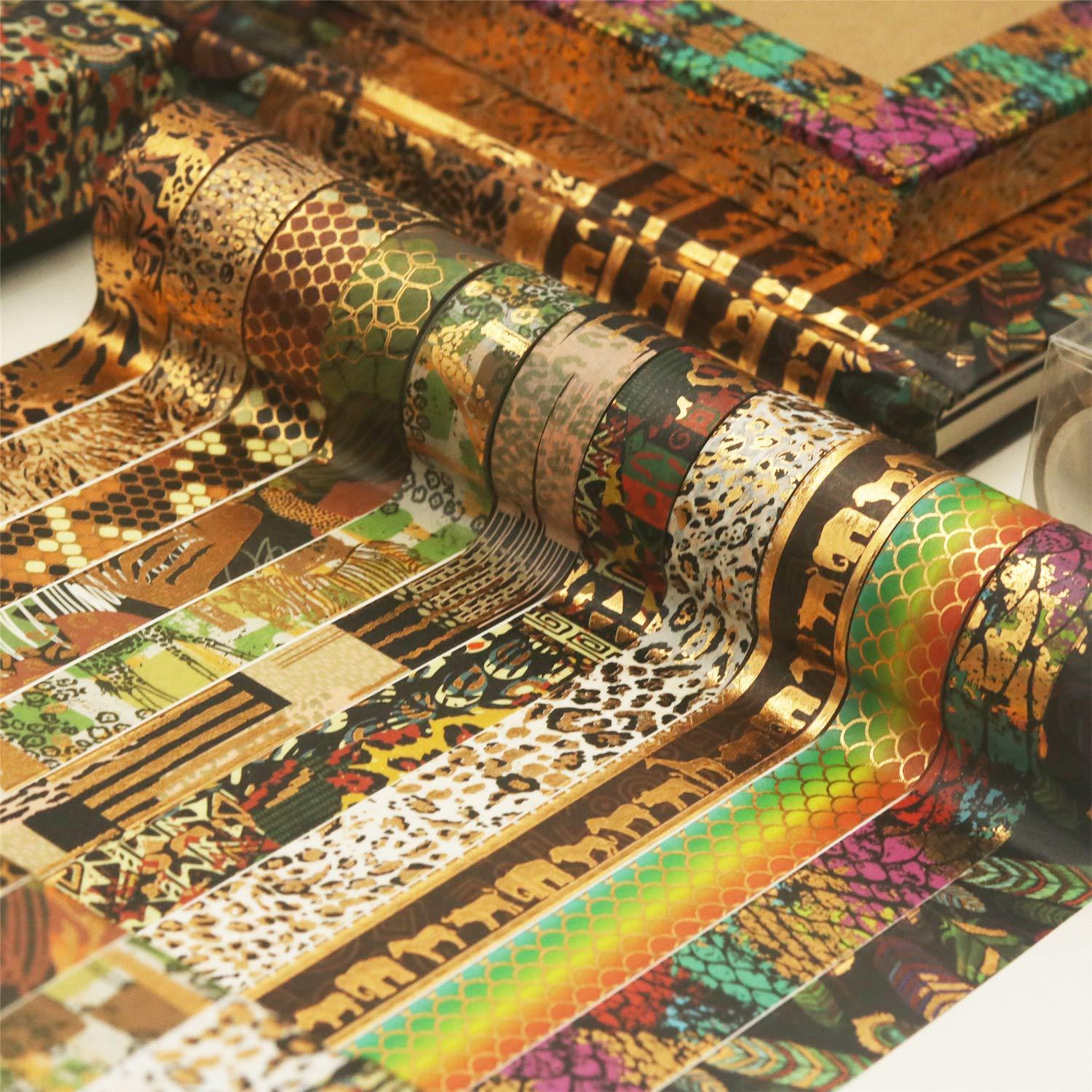 Conjunto de Cinta Washi YUBX 12 Rollos Animales Salvajes 15mm