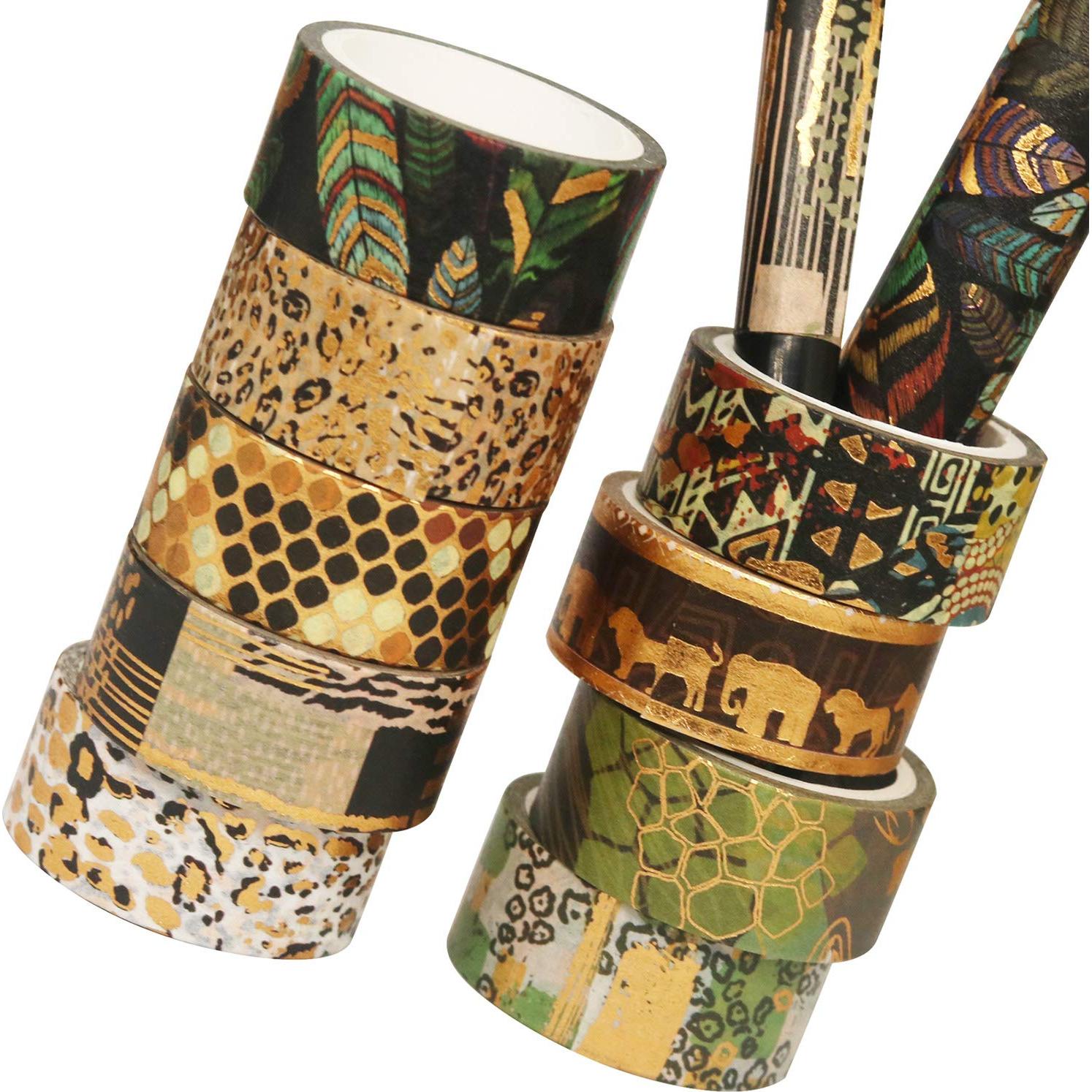 Conjunto de Cinta Washi YUBX 12 Rollos Animales Salvajes 15mm