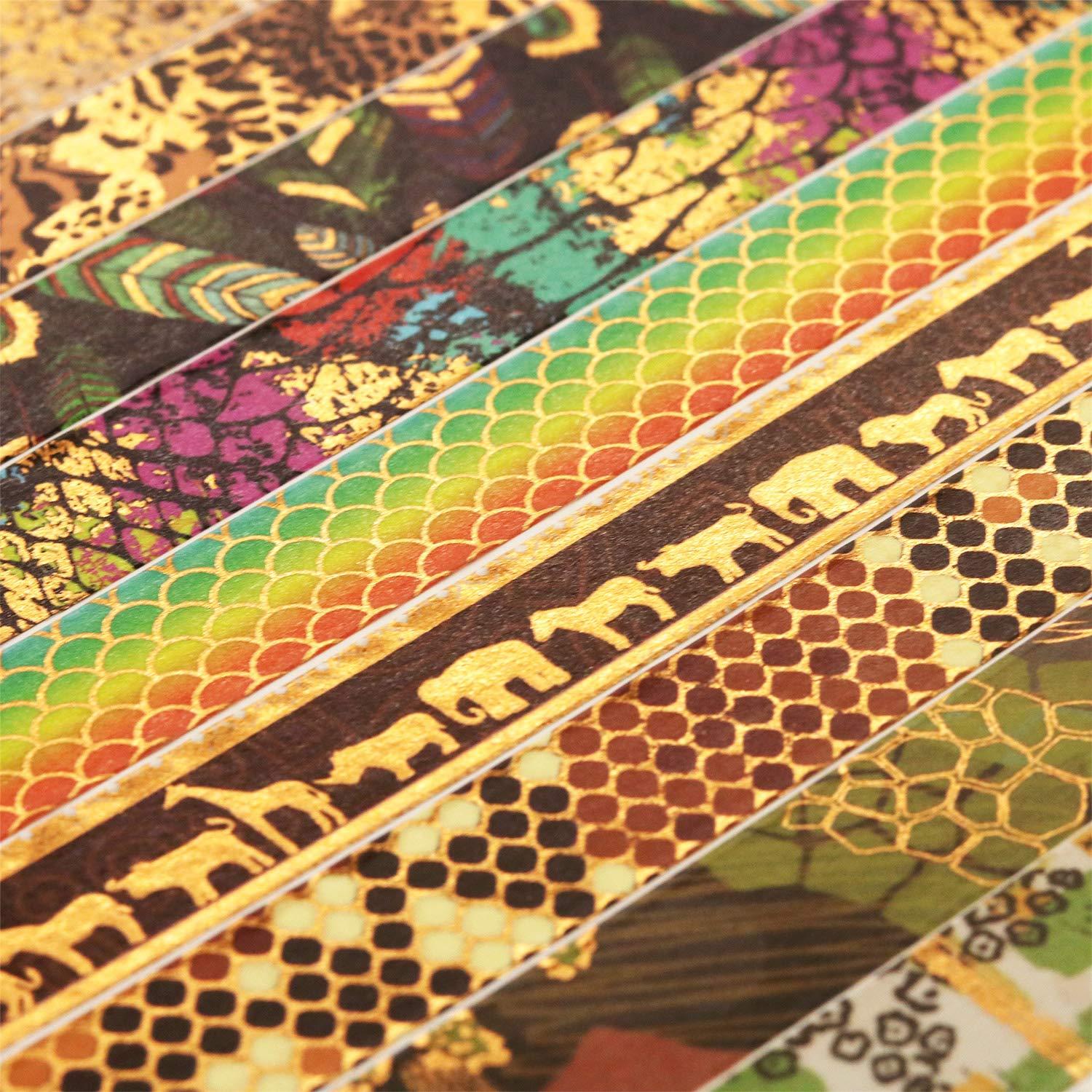 Conjunto de Cinta Washi YUBX 12 Rollos Animales Salvajes 15mm