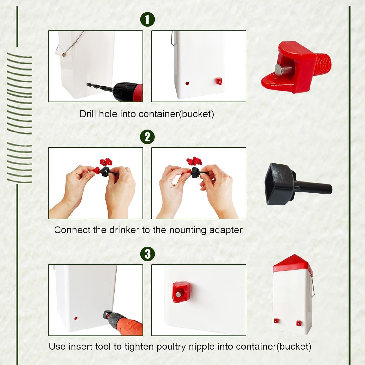 6 Piezas de Pezones Automáticos para Bebederos de Pollo Cyrading