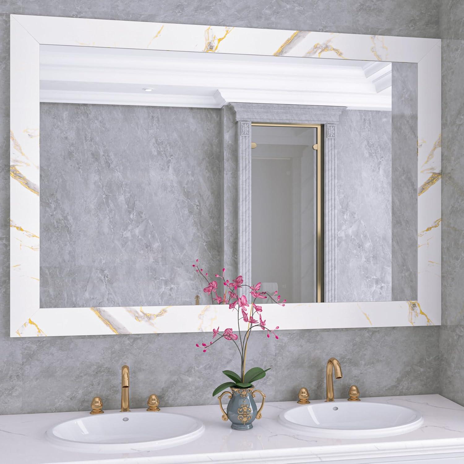 Borde de Papel Tapiz Autoadhesivo LACHEERY Mármol Blanco y Dorado 7.6cm x 5m