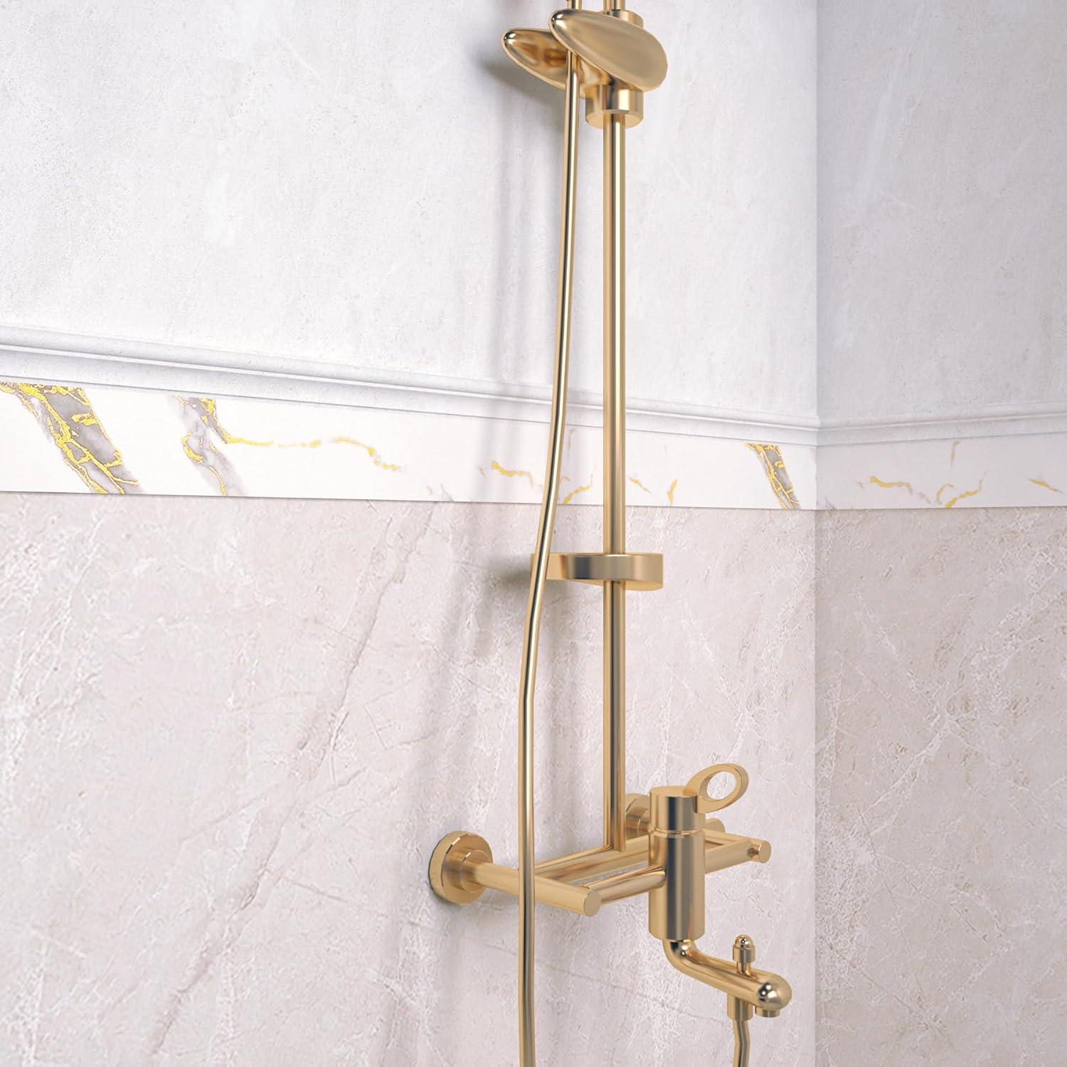 Borde de Papel Tapiz Autoadhesivo LACHEERY Mármol Blanco y Dorado 7.6cm x 5m